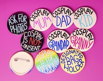Convention Button Pin Badges for Cosplayers