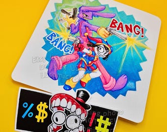 Funnybunny Duo Gouache Paint Art Print
