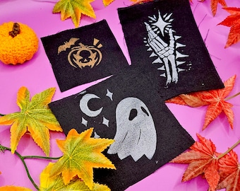 Handprinted Halloween Patches