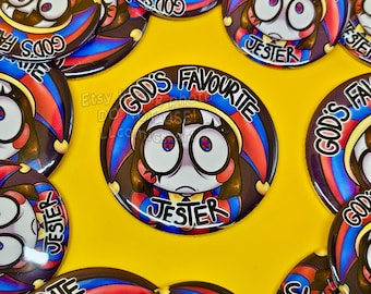 Unlucky Digital Jester Button Pin Badge