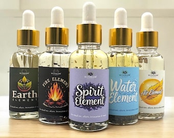Element Ritual Oils, Elemental Intention Oils, Fire Oil, Spirit Oil, Water Oil, Air Oil, Earth Oil, Witchy Intention Oil, Handcrafted Oil
