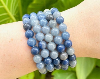 Blue Aventurine Crystal Bracelets, 8mm Blue Aventurine Stone Bracelets, Authentic Aventurine