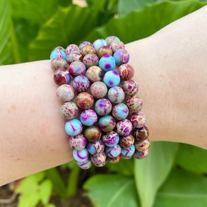 Galaxy Sea Sediment Jasper Crystal Bracelets, Galaxy Imperial Jasper Stone Bracelets, Authentic Jasper