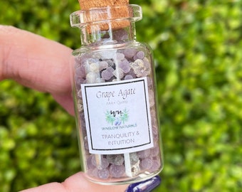 A+ Quality Grape Agate Specimen Jar, Grape Agate Pieces in Bottle, Authentic Grape Agate
