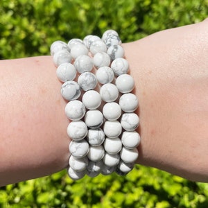 Howlite Crystal Bracelets, White Howlite Gemstone Healing Stone Bracelets, Authentic Howlite