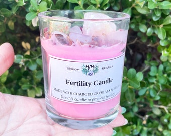 Fertility Crystal Intention Candle, Pregnancy Intention Candle, Crystal Infused Candles, Hand Poured Candles