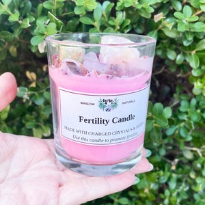 Fertility Crystal Intention Candle, Pregnancy Intention Candle, Crystal Infused Candles, Hand Poured Candles