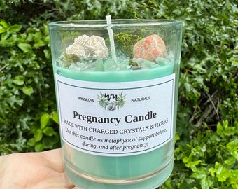 Pregnancy Crystal Intention Candle, Pregnancy & Postpartum Intention Candle, Crystal Infused Candles, Hand Poured Candles