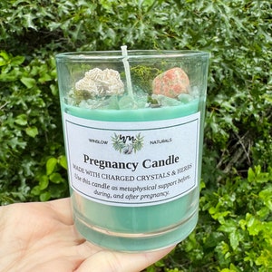 Pregnancy Crystal Intention Candle, Pregnancy & Postpartum Intention Candle, Crystal Infused Candles, Hand Poured Candles