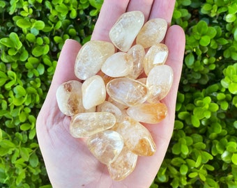 Citrine Tumbled Stones, 18-25mm Small Natural Citrine, Citrine, Yellow Citrine Crystal, Heat Treated Amethyst
