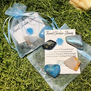 Throat Chakra Crystal Set, Vishuddha Stone Kit, Throat Chakra Bag, Authentic Crystal Set