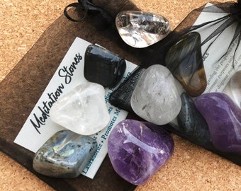 Meditation Crystal Set, Manifestation Stones Kit, Meditation Bag, Manifestation Stones, Authentic Crystals