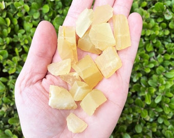 Lemon Calcite Rough Natural Stone- Raw Stone Yellow Calcite Crystals, Authentic Lemon Calcite Stones