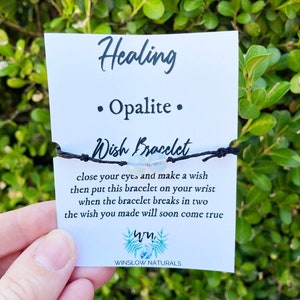 Opalite Bracelet, Wish Bracelet with Opalite Stones, Healing Wish Bracelet, Make A Wish Crystal Bracelet, Adjustable Slip Knot Bracelet