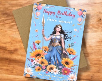 Witchy Birthday Card, Goddess Athena Birthday, Happy Birthday Witch Card, Greek Goddess Greeting Cards