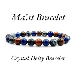 Ma&#39;at Crystal Intention Bracelet, Deity Bracelet, 8mm Natural Crystal Bracelet, Hand-strung Bracelet