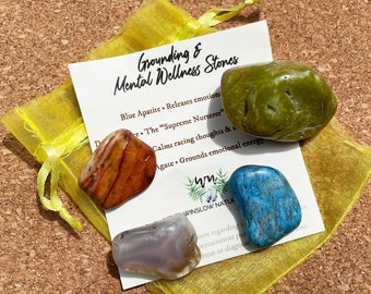 Grounding Crystal Set, Mental Clarity Stones Kit, Mental Health Stones Bag, Disassociation Stones, Authentic Grounding Crystals