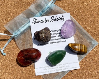 Sobriety Crystal Set, Staying Sober Stone Kit, Sobriety Bag, Authentic Crystal Set