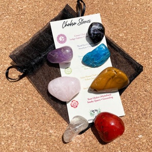 Chakra Healing 7 stones Crystal Kit, Beginner&#39;s Chakra Crystal Kit, Unique Chakra Crystal Stone Bag, Chakra Balancing Stones, Authentic