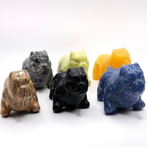 Natural Crystal Bulldogs, Authentic Crystal Bullie Carvings, Gemstones, Authentic Crystals, Dog Decor