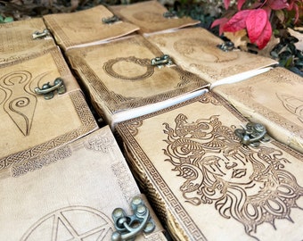 Witchy Leather Journals, Book of Shadows, Grimoires, Unlined Recycled Parchment Paper, Leather Diary