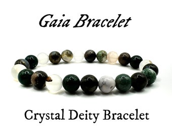 Gaia Crystal Intention Bracelet, Deity Bracelet, 8mm Natural Crystal Bracelet, Hand-strung Bracelet