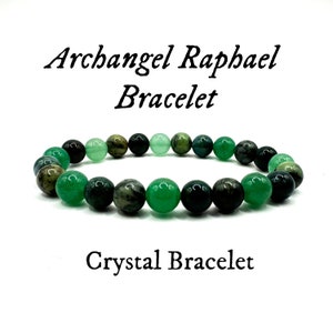 Archangel Raphael Crystal Intention Bracelet, St Raphael Bracelet, 8mm Natural Crystal Bracelet, Hand-strung Bracelet