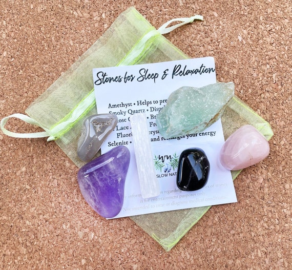 Sleep and Relaxation Crystal Set, Nightmare Prevention Stone Kit, Sleep Crystals Bundle, Authentic Crystals