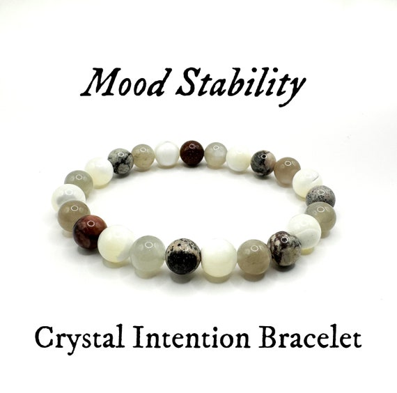 Mood Stability Crystal Intention Bracelet, Mood Swing Bracelet, 8mm Natural Crystal Bracelet, Hand-strung Bracelet