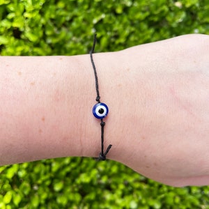 Evil Eye Bracelet, Evil Eye Wish Bracelet, Protection Wish Bracelet, Make A Wish Bracelet, Evil Eye Adjustable Slip Knot Bracelet image 3