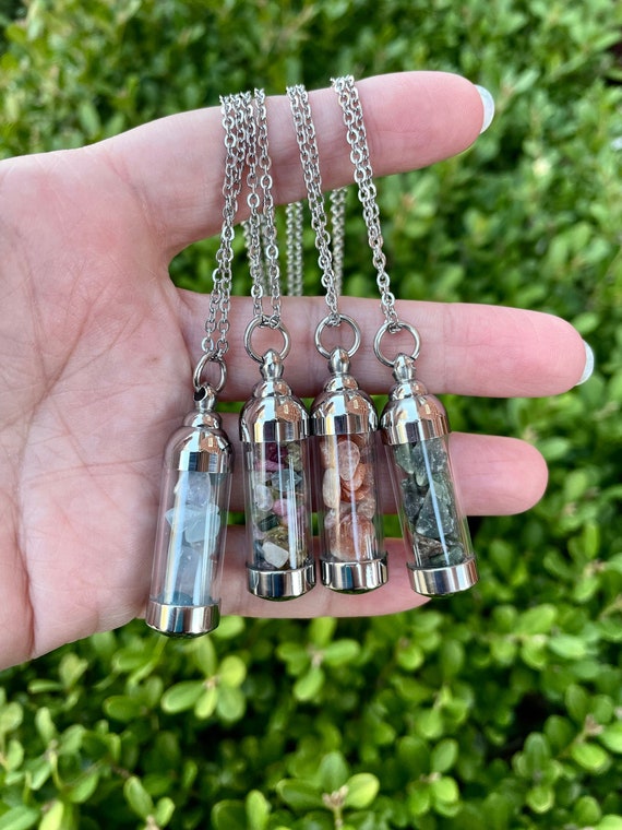 Natural Crystal Chips Vial Necklaces Crystal Necklace Metaphysical Stones for Anxiety and Stress Authentic Crystals Etsy Australia