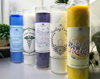 Healing Ritual Candles, Emotion Based Candles, Stress Relief, 7-Day Tall Ritual Candles