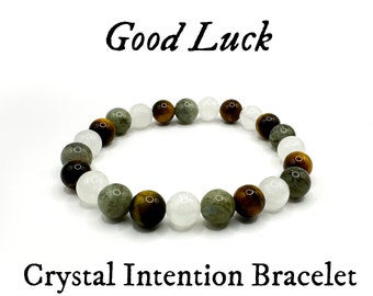 Good Luck Crystal Intention Bracelet, Lucky Bracelet, 8mm Natural Crystal Bracelet, Hand-strung Bracelet