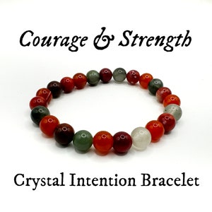 Courage and Strength Crystal Intention Bracelet, Strength Bracelet, 8mm Natural Crystal Bracelet, Hand-strung Bracelet