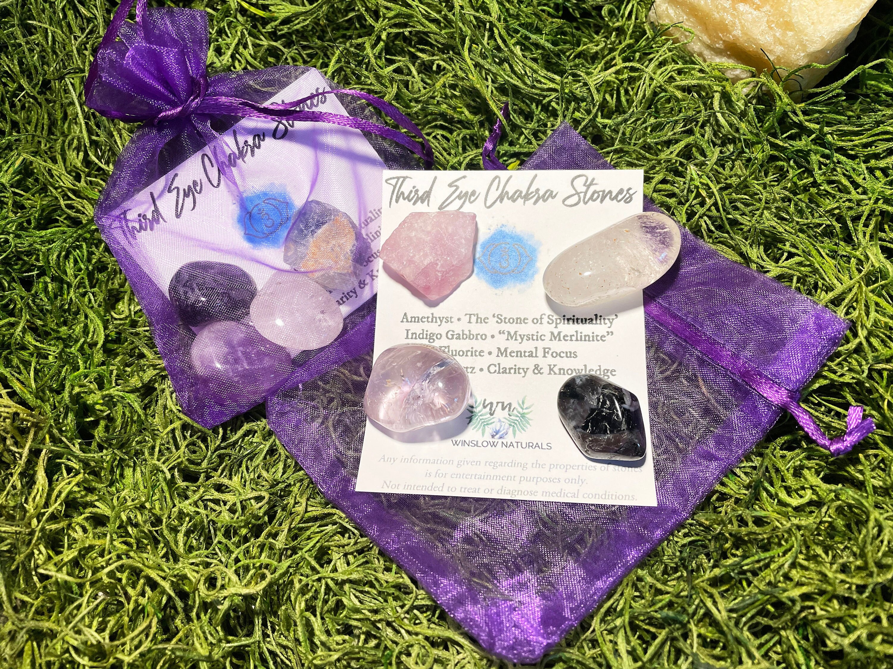 Third Eye Chakra Crystal Set Ajna Stone Kit Third Eye Chakra Bag