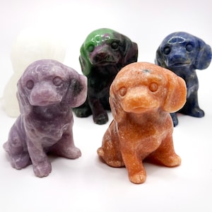 Natural Crystal Beagle Carvings, Authentic Crystal Beagles, Crystal Hound Dogs, Gemstones, Authentic Crystals, Dog Decor