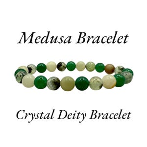 Medusa Crystal Intention Bracelet, Deity Bracelet, 8mm Natural Crystal Bracelet, Hand-strung Bracelet