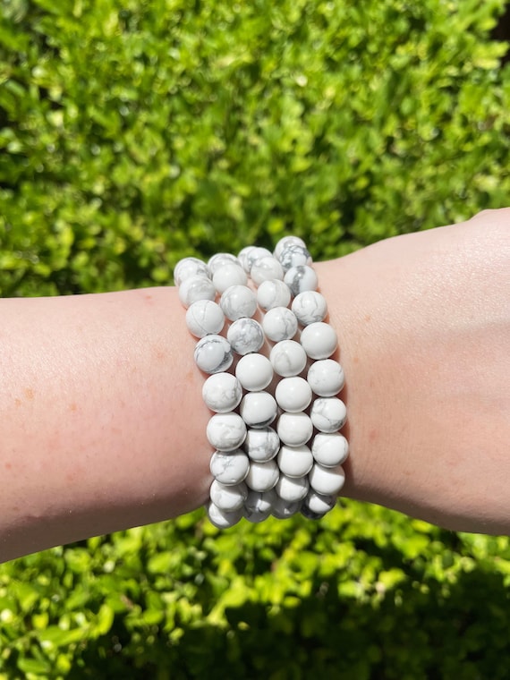 White Howlite Bead Bracelet