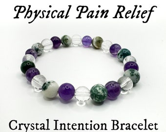 Physical Pain Relief Crystal Intention Bracelet, Relief Bracelet, 8mm Natural Crystal Bracelet, Hand-strung Bracelet