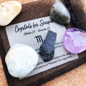 Scorpio Zodiac Crystal Set, Scorpio Astrological Stone Kit, Scorpio Crystal Gift Bag, Authentic Crystals