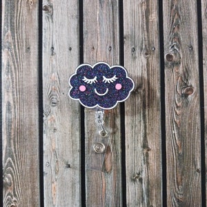 Black Cloud badge reel, certified black cloud, funny gift for nurse, cute id holder