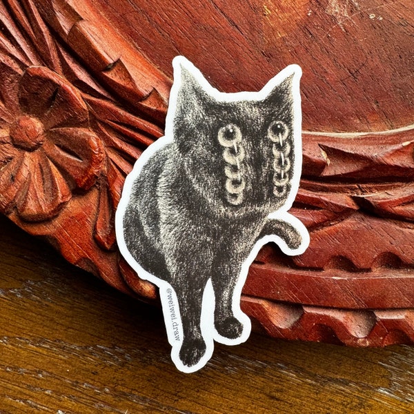 Gato asintiendo - Adhesivo de vinilo impermeable