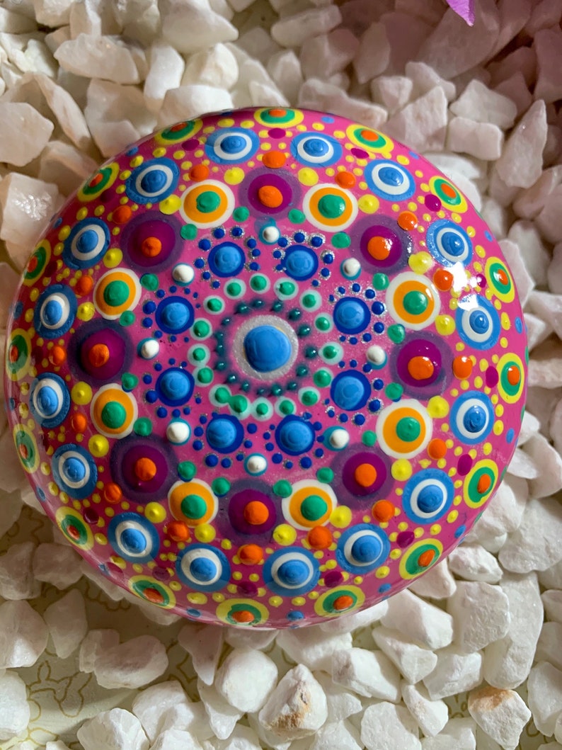 HandCraftedPainted PaperWeights Rock Art Hand Made in USA Mandala Painted Rocks Mandala Stones Painted Mandala Stones Stone Mandalas