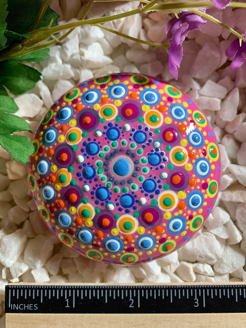 HandCraftedPainted PaperWeights Rock Art Hand Made in USA Mandala Painted Rocks Mandala Stones Painted Mandala Stones Stone Mandalas
