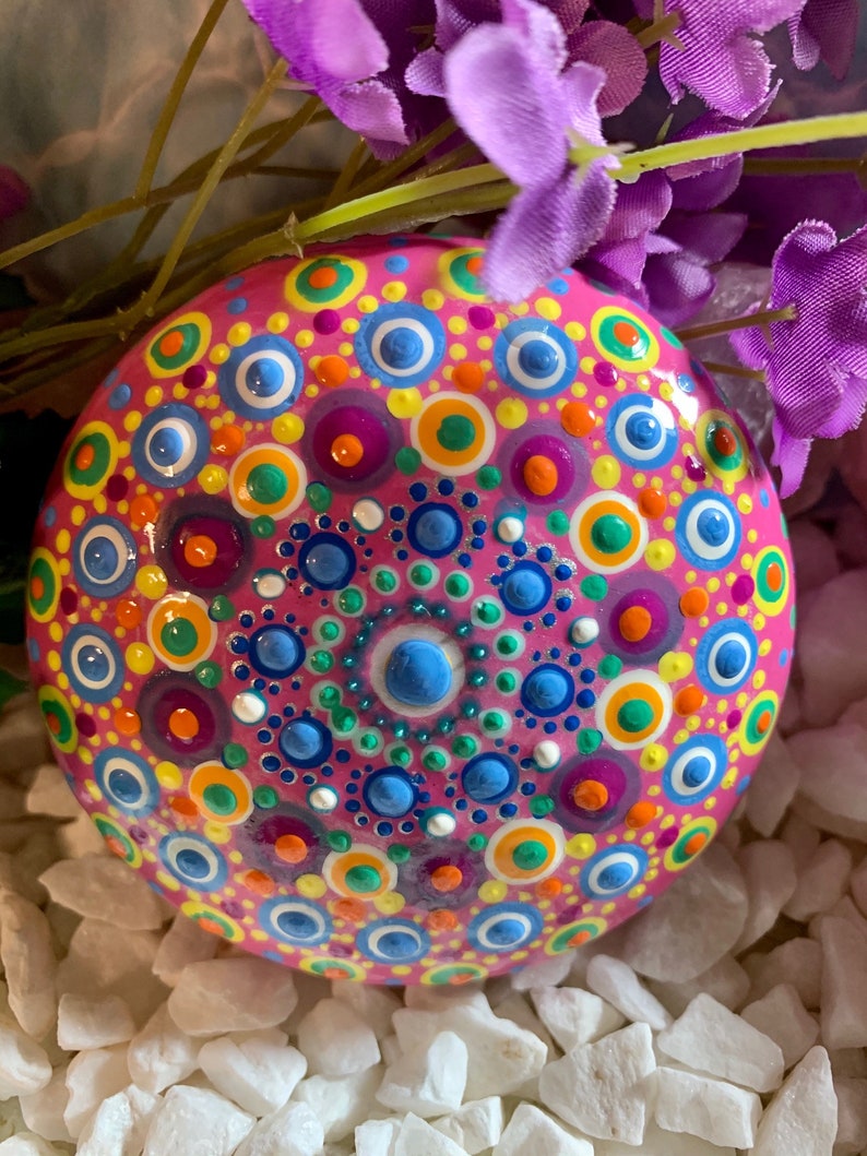 HandCraftedPainted PaperWeights Rock Art Hand Made in USA Mandala Painted Rocks Mandala Stones Painted Mandala Stones Stone Mandalas