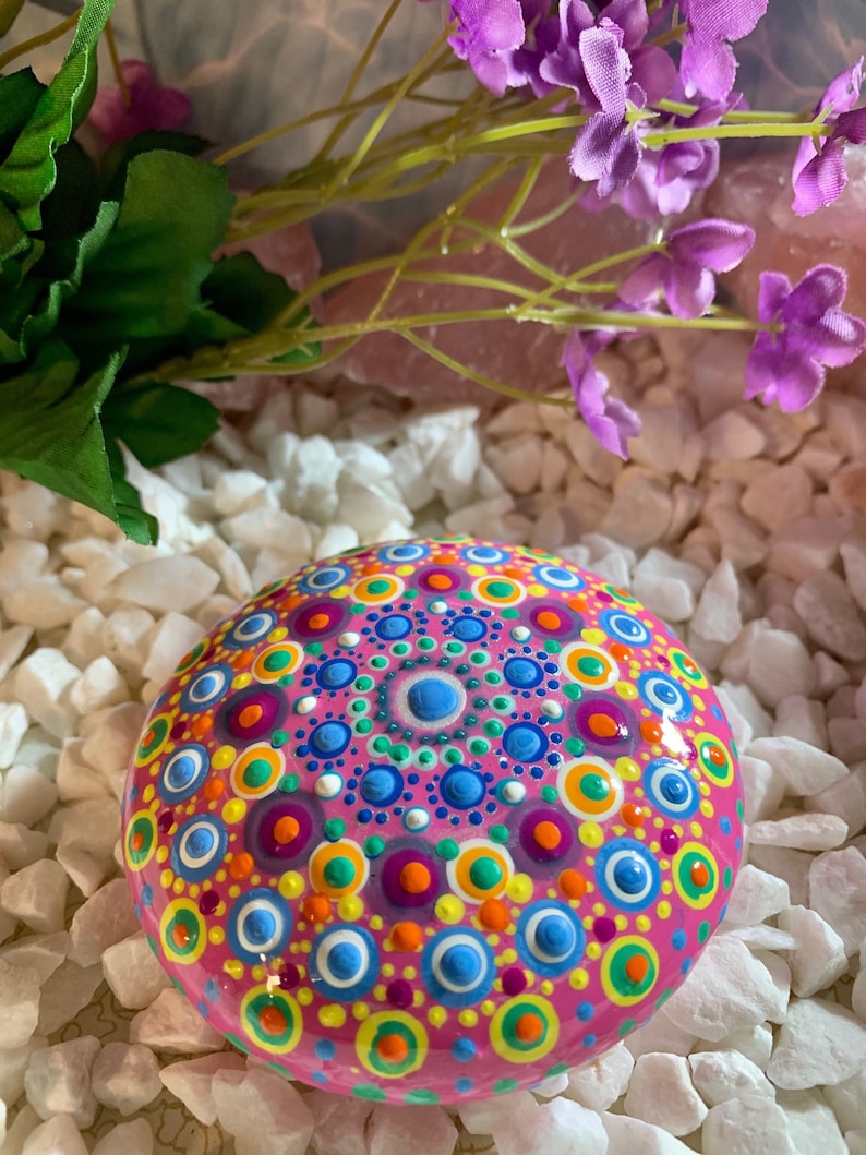HandCraftedPainted PaperWeights Rock Art Hand Made in USA Mandala Painted Rocks Mandala Stones Painted Mandala Stones Stone Mandalas