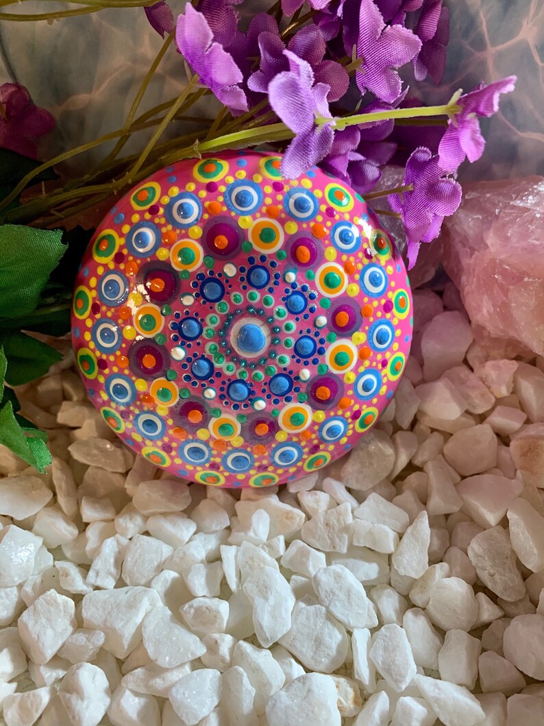 HandCraftedPainted PaperWeights Rock Art Hand Made in USA Mandala Painted Rocks Mandala Stones Painted Mandala Stones Stone Mandalas