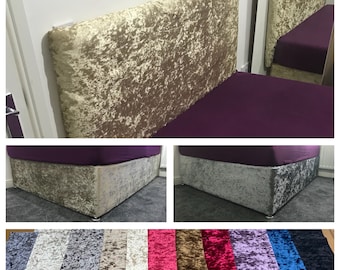 Luxury Crushed Velvet Elasticated Divan Bed Base Valance Cover Wrap OR Headboard Cover Handmade in UK