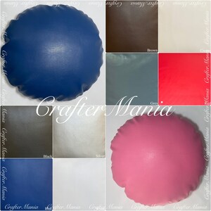 May include: A collage of round, cushion-like objects in various colors, including navy blue, brown, cream, grey, red, black, silver, light blue, and pink. The text "Crafter Mania" is visible throughout the image.