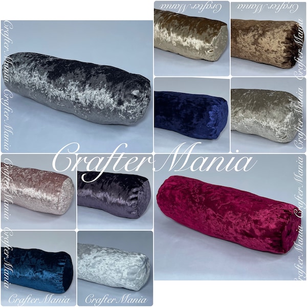 Soft Crushed Velvet Bolster Cushion Pillow Roll Cylinder Decorative Bed Sofa Pillowcase